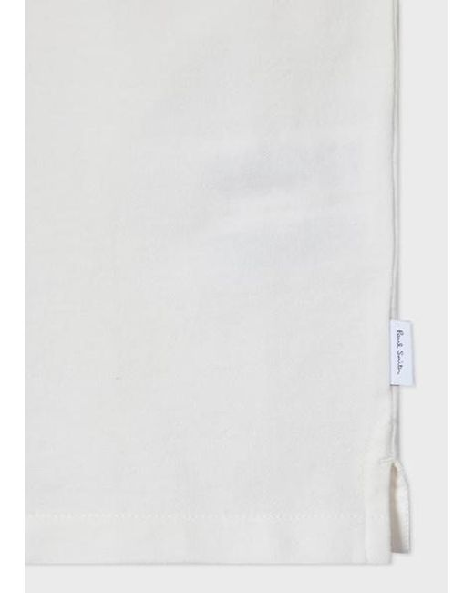 Paul Smith White Ecru Zip-Neck Polo Shirt With Contrast Tipping for men