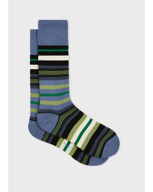 Paul Smith Blue Cotton-Blend Multi Stripe Socks for men