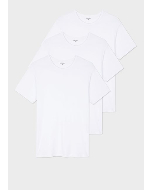 Paul Smith White Modal Lounge T-Shirts Three Pack for men