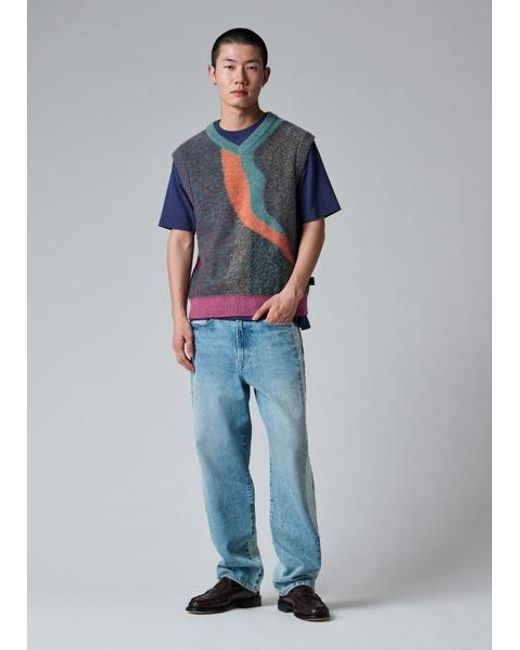 Paul Smith Blue 'Glitch Floral' Cotton-Mohair Knitted Vest for men