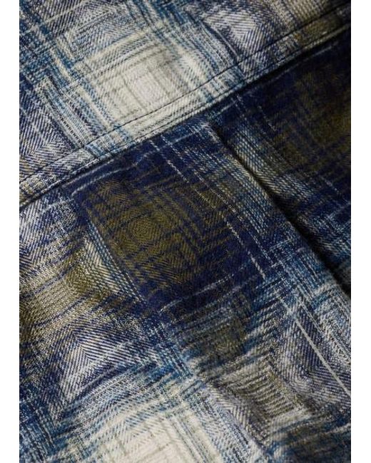 Paul Smith Blue Cotton Jacquard Check Overshirt for men
