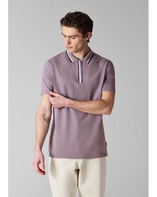 Paul Smith Purple Contrast Tipping Zip Polo Shirt for men