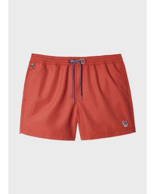 Paul Smith Red Burnt Zebra Logo Swim Shorts for men