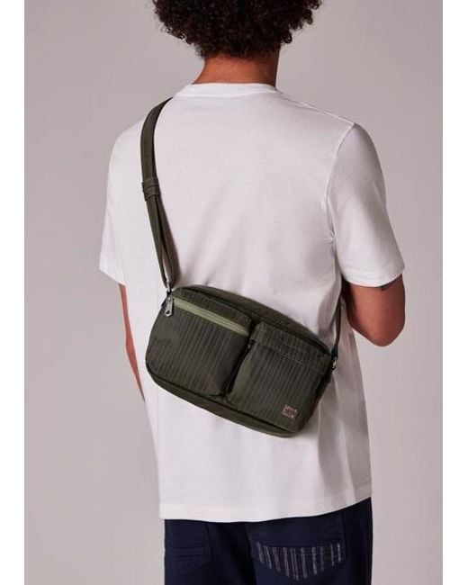 Paul Smith Green 'Laser Stripe' Recycled-Nylon Cross-Body Bag for men