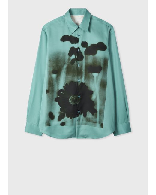 Paul Smith Green 'Field Flowers' Print Lyocell Shirt for men