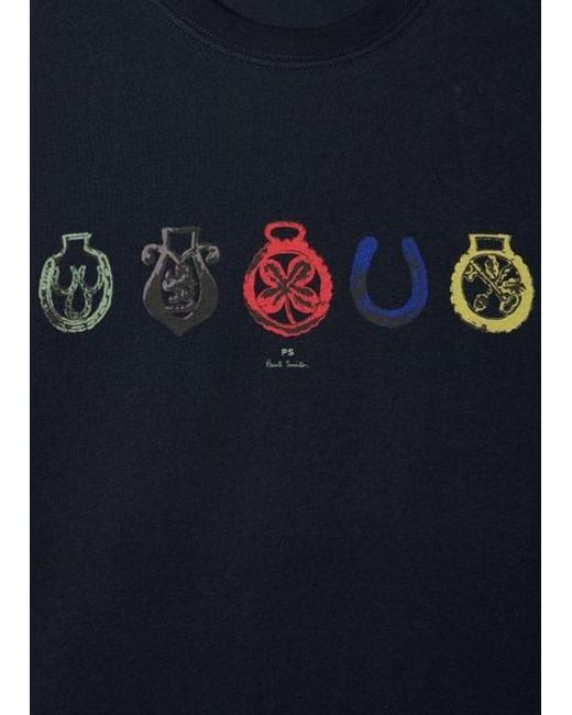 Paul Smith Blue 'Lucky Charm' Print T-Shirt for men