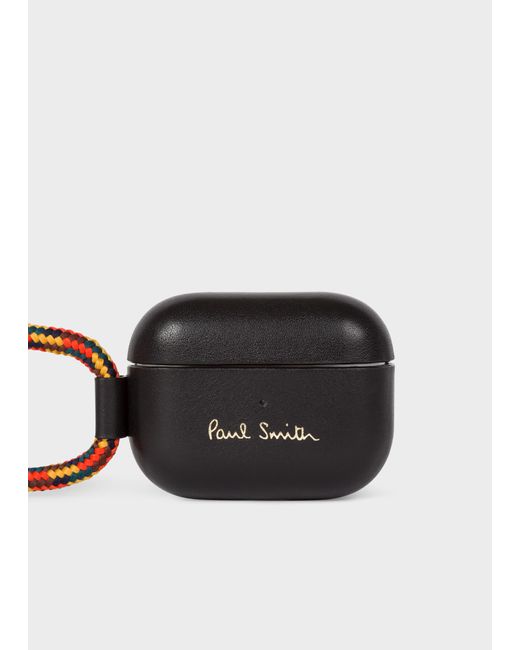 Paul Smith X Native Union - Black Leather Airpod Pro Case With Rope Lanyard for men