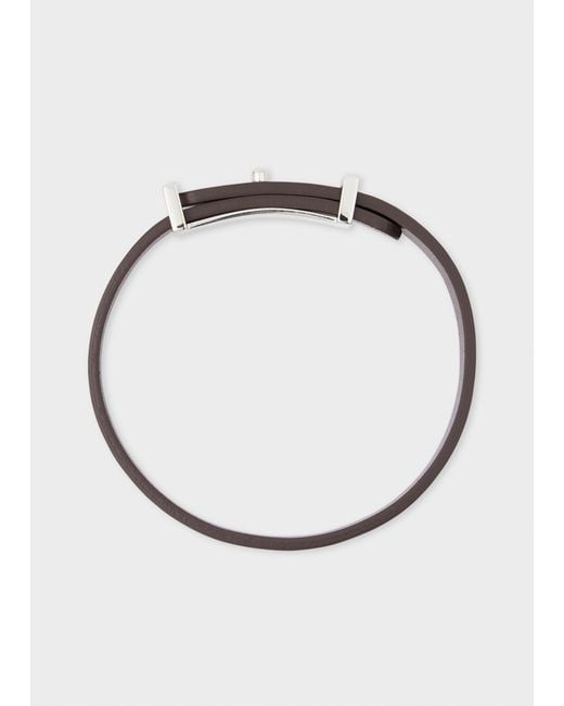 Paul Smith Metallic Signature Buckle Leather Bracelet for men