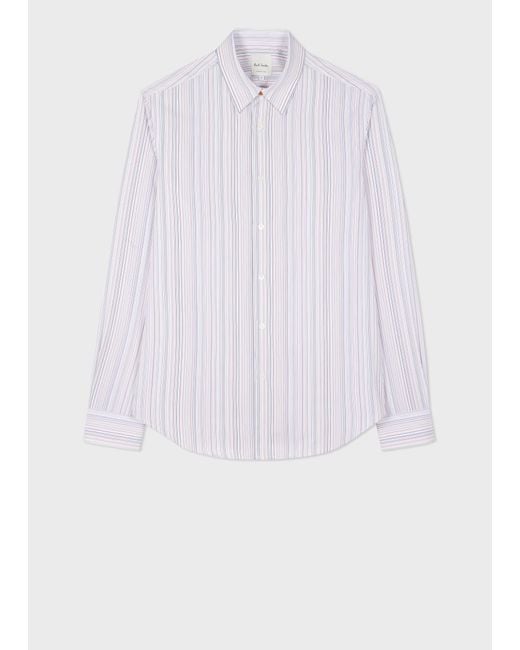 Paul Smith Slim-fit White 'signature Stripe' Cotton Shirt for men
