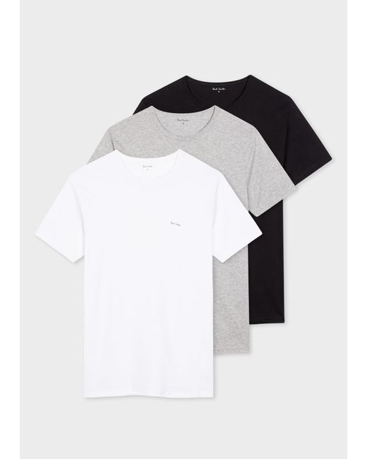 Paul Smith Black Mixed Colour Organic Cotton Logo Lounge T-shirts Three Pack Multicolour for men