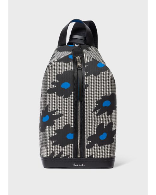 Paul Smith Blue Dog Tooth 'big Flower' Sling Pack