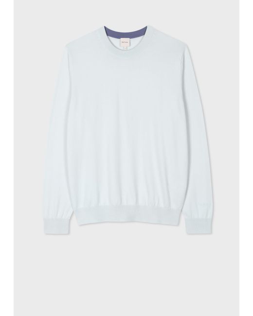 Paul Smith White Light Blue Organic Cotton Sweater for men