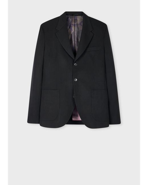 Paul Smith Black Slim-Fit Wool Gabardine Three-Button Blazer for men