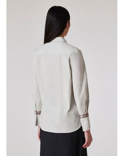 Paul Smith White 'Signature Stripe' Cuff Cotton Shirt