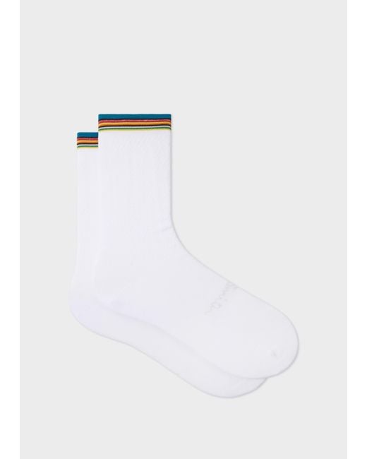 Paul Smith White 'Signature Stripe' Tipping Cycling Socks for men