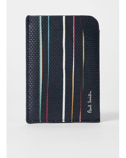 Paul Smith Blue 'Signature Pinstripe' Double Card Holder for men