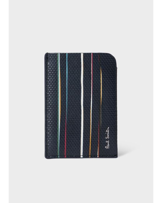 Paul Smith Blue 'Signature Pinstripe' Double Card Holder for men