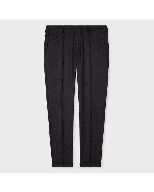 Paul Smith Black Slim-Fit Dark Charcoal Overdyed Wool-Cashmere Flannel Trousers for men