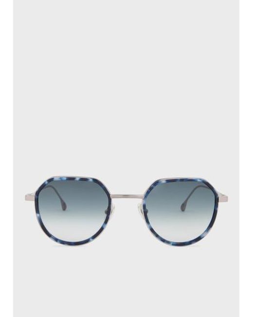 Paul Smith Blue Gunmetal Havana 'Pinnell' Sunglasses
