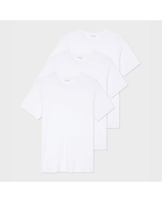Paul Smith White Modal Lounge T-Shirts Three Pack for men