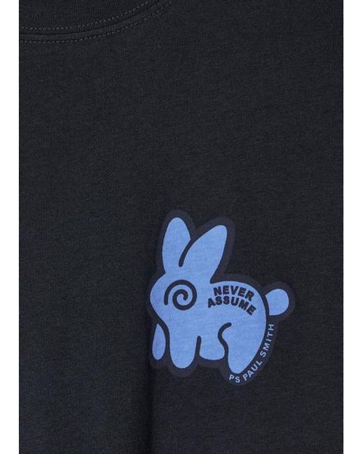 Paul Smith Blue 'Never Assume Bunny' Print T-Shirt for men