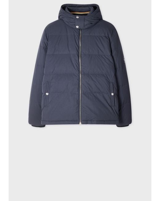 Paul Smith Men's Blue Down Jacket With Detachable Hood