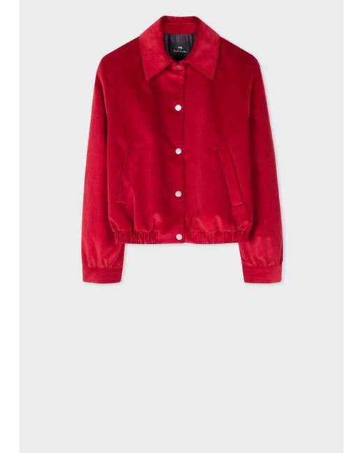 PS by Paul Smith Red Corduroy Bomber Jacket