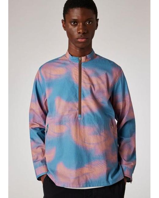 Paul Smith Blue 'Palm Shadow' Print Short-Sleeve Shirt for men