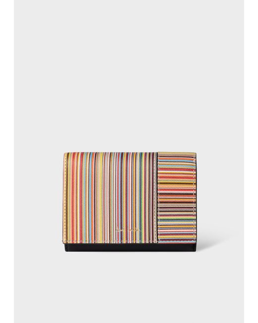 Paul Smith Leather signature Stripe Tri fold Small Purse in
