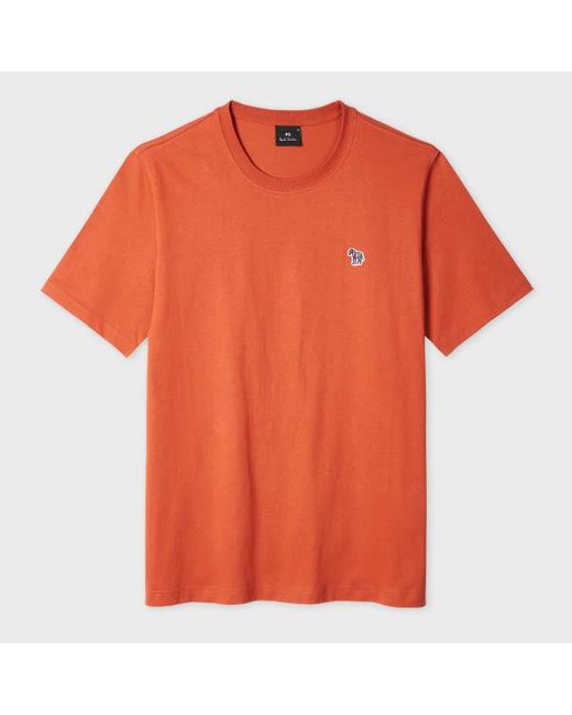 Paul Smith Orange Rust Organic Cotton Zebra Logo T-Shirt for men
