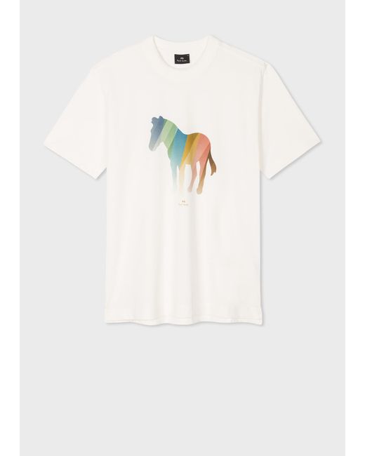 PS by Paul Smith White Mens Reg Fit Ss T Shirt Broad Zebra for men