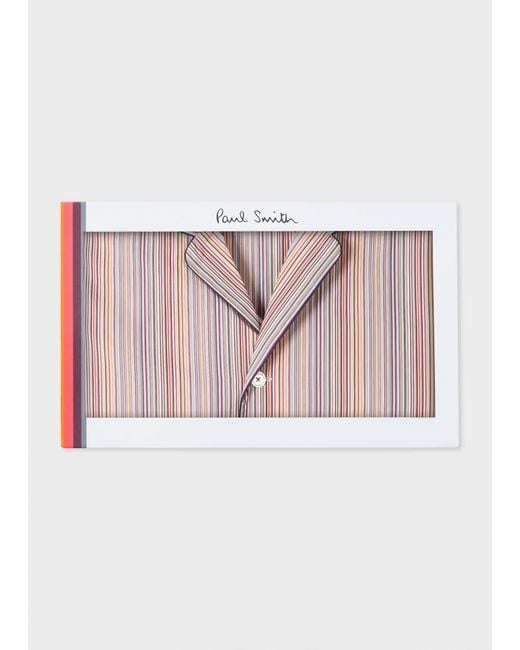 Paul Smith Pink 'signature Stripe' Cotton Pyjama Set With Navy Trims Gift Box Set Multicolour for men
