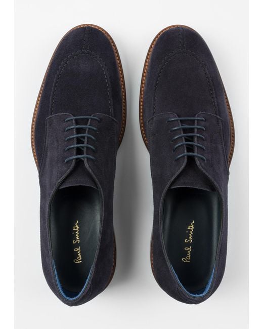 Lyst - Paul Smith Dark Navy Suede 'andrew' Derby Shoes in Blue for Men