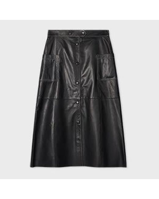 Paul Smith Black A-Line Leather Skirt