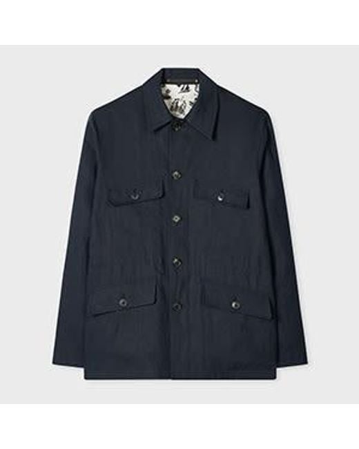Paul Smith Blue Linen Field Jacket for men