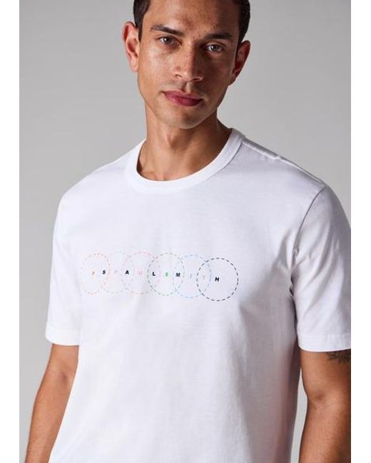 Paul Smith White Multi Circles Print T-Shirt for men