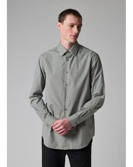 Paul Smith Gray Regular-Fit Gingham Shirt for men