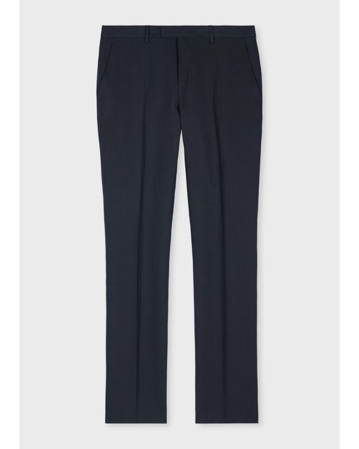 Paul Smith Blue Dark Linen Tapered-Fit Trousers for men