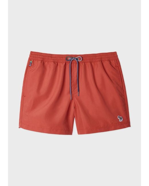Paul Smith Red Burnt Zebra Logo Swim Shorts for men