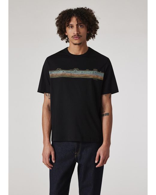 Paul Smith Black 'Desert Stripe' Print T-Shirt for men