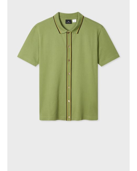 Paul Smith Green Khaki Button-Through Polo Shirt for men