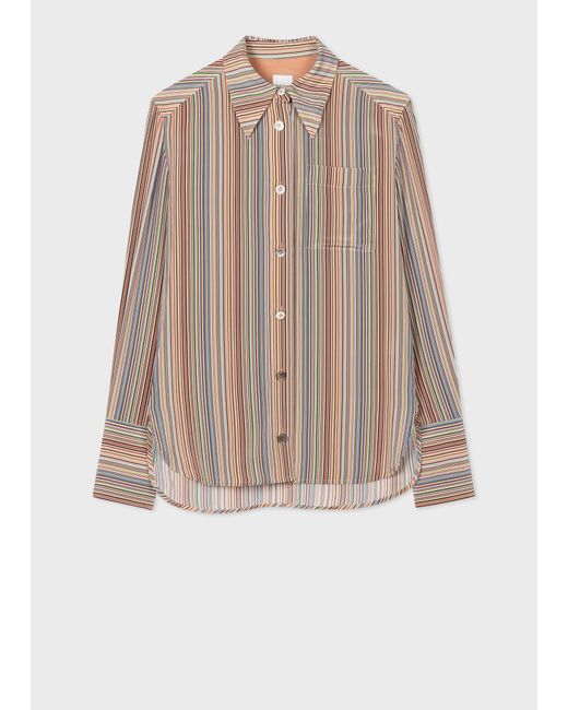 Paul Smith Natural Silk 'signature Stripe' Shirt Multicolour