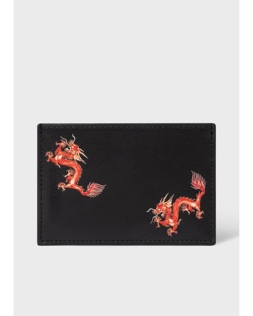Paul Smith Black Leather 'year Of The Dragon' Card Holder for men