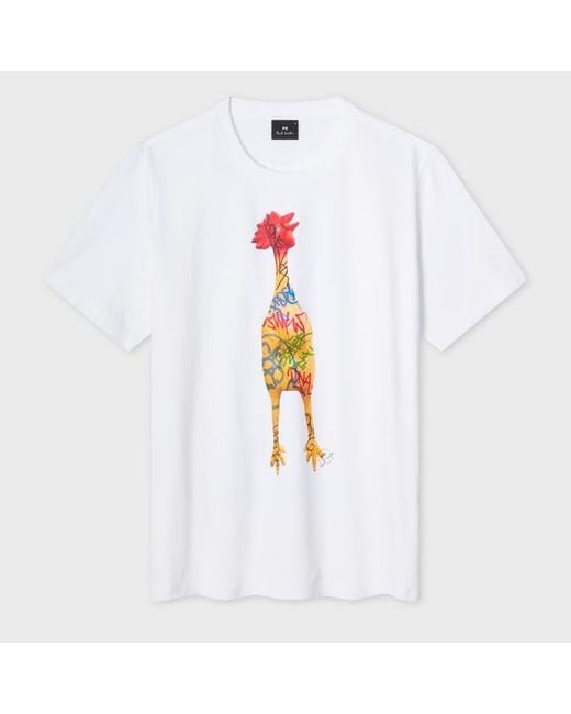 Paul Smith White 'Rubber Chicken' Print T-Shirt for men