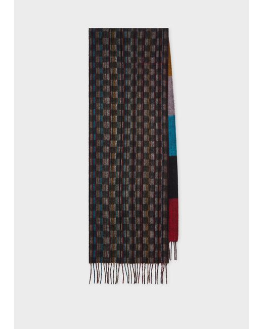 Paul Smith Black 'Signature Stripe' Check Reversible Scarf