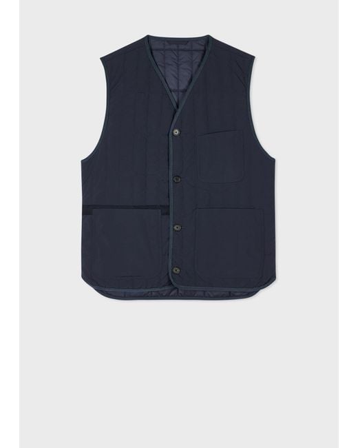 Paul Smith Blue Textured Nylon Quilted Gilet for men