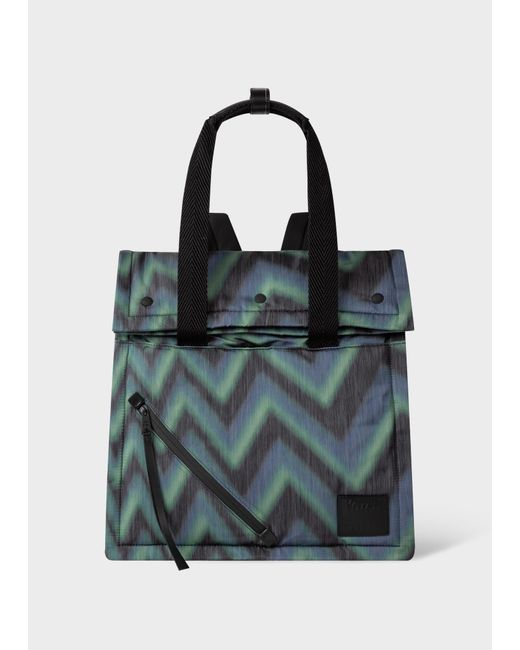 Paul Smith Blue Recycled Polyester 'zig Zag' Two-way Tote Bag for men