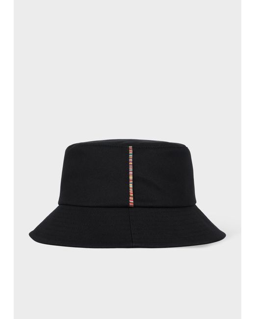Paul Smith Black 'Signature Stripe' Bucket Hat for men