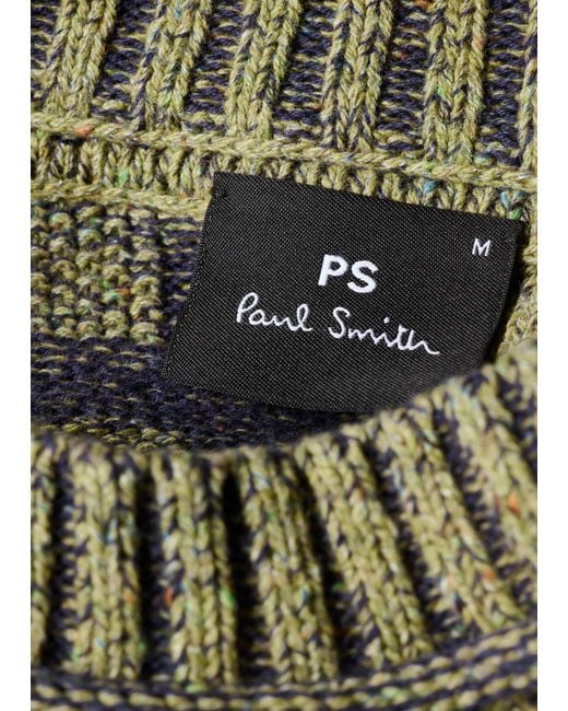 Paul Smith Green Lime 'Patchwork' Cotton-Blend Sweater for men