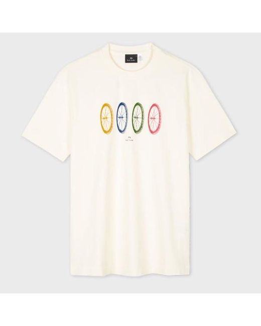 Paul Smith White 'Wheels' Print T-Shirt for men